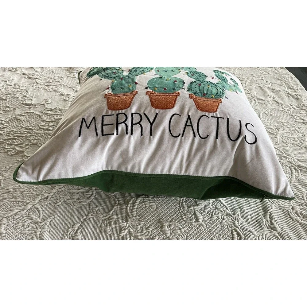 Merry Cactus Christmas Throw Pillow Boho Desert 20x20 Waterfowl Feather
